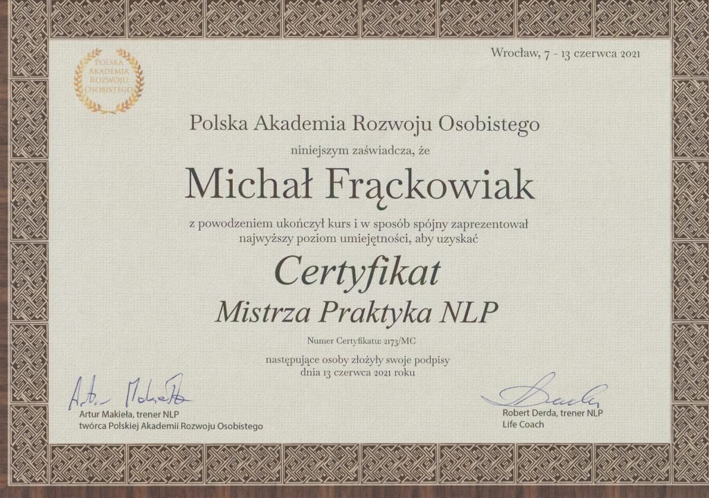 Hipnoza dla Ciebie – Michał Frąckowiak 11 2021.06 nlp master